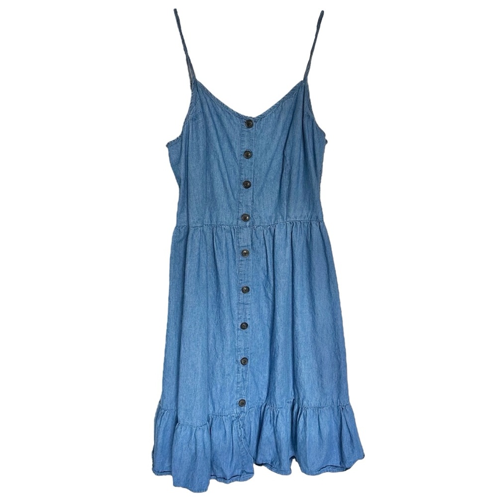 Japna Dress Women Medium Blue Chambray Smocked Fit Flare Cowgirl Western Cottage